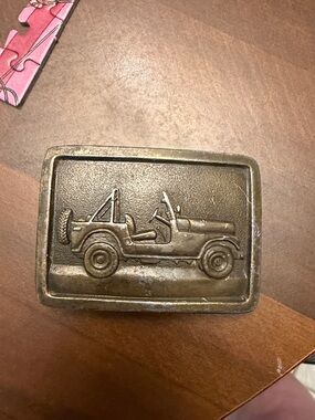 Vintage Indiana Metal Craft Brass CA22 Classic Jeep Rough Rider Belt Buckle